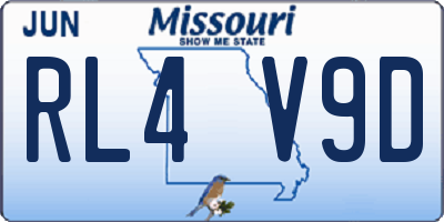 MO license plate RL4V9D