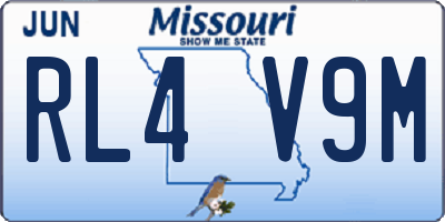 MO license plate RL4V9M