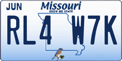 MO license plate RL4W7K