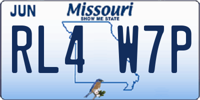 MO license plate RL4W7P