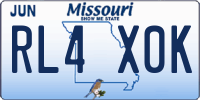 MO license plate RL4X0K
