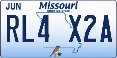 MO license plate RL4X2A