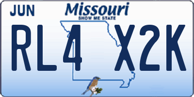 MO license plate RL4X2K