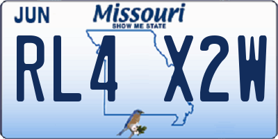 MO license plate RL4X2W