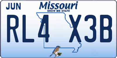 MO license plate RL4X3B