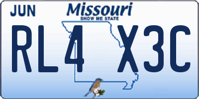 MO license plate RL4X3C