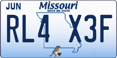 MO license plate RL4X3F