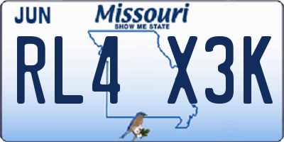 MO license plate RL4X3K