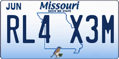 MO license plate RL4X3M
