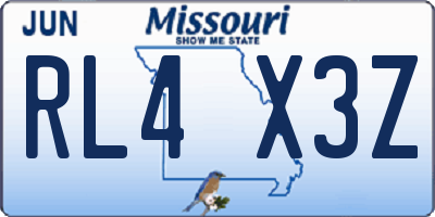 MO license plate RL4X3Z