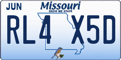 MO license plate RL4X5D