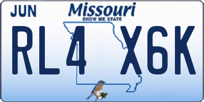 MO license plate RL4X6K