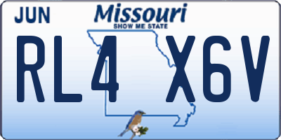 MO license plate RL4X6V