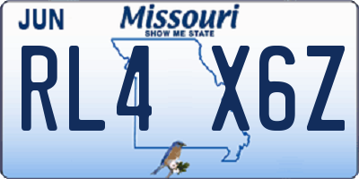 MO license plate RL4X6Z