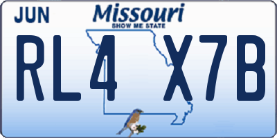 MO license plate RL4X7B