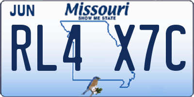 MO license plate RL4X7C