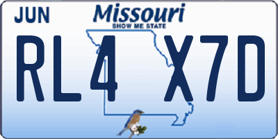 MO license plate RL4X7D
