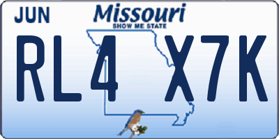 MO license plate RL4X7K