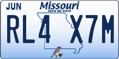 MO license plate RL4X7M