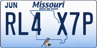 MO license plate RL4X7P