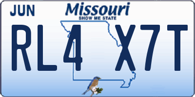 MO license plate RL4X7T