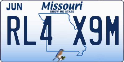 MO license plate RL4X9M