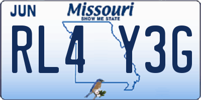 MO license plate RL4Y3G