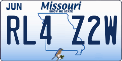 MO license plate RL4Z2W