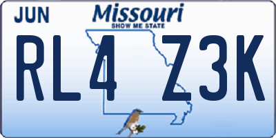 MO license plate RL4Z3K