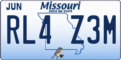 MO license plate RL4Z3M