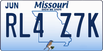 MO license plate RL4Z7K