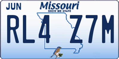 MO license plate RL4Z7M