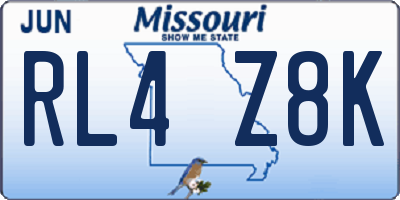 MO license plate RL4Z8K