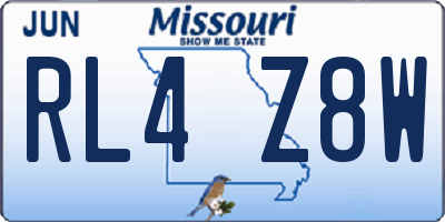 MO license plate RL4Z8W