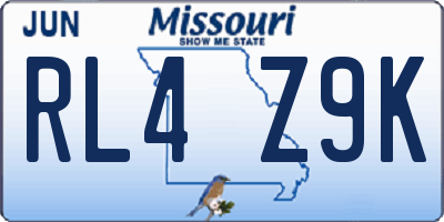 MO license plate RL4Z9K