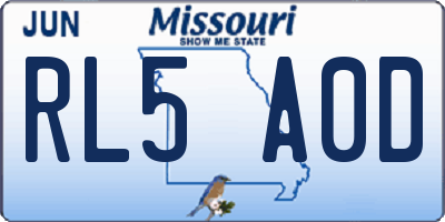 MO license plate RL5A0D