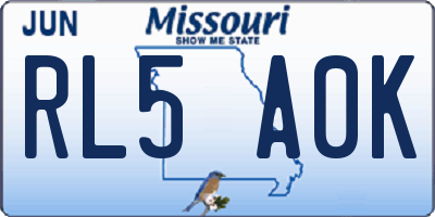MO license plate RL5A0K