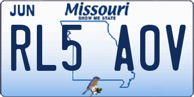 MO license plate RL5A0V
