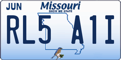 MO license plate RL5A1I