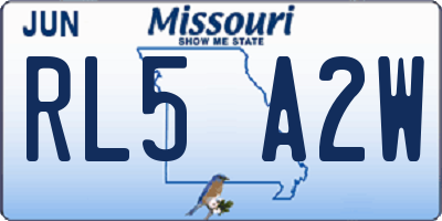 MO license plate RL5A2W