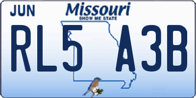 MO license plate RL5A3B