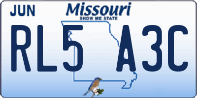 MO license plate RL5A3C