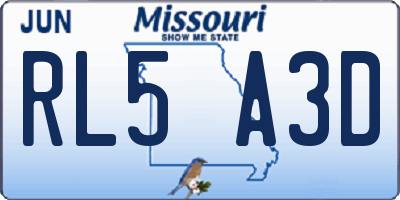 MO license plate RL5A3D