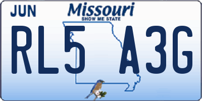 MO license plate RL5A3G