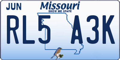 MO license plate RL5A3K