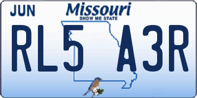 MO license plate RL5A3R
