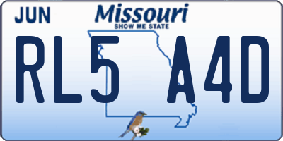 MO license plate RL5A4D