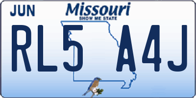 MO license plate RL5A4J