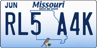 MO license plate RL5A4K