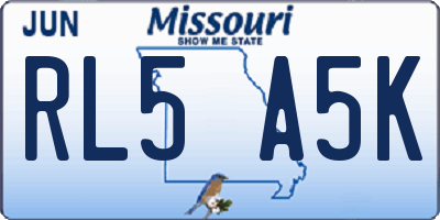 MO license plate RL5A5K